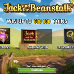Jack and the Beanstalk slot introductory page