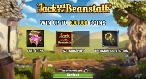 Jack and the Beanstalk slot introductory page
