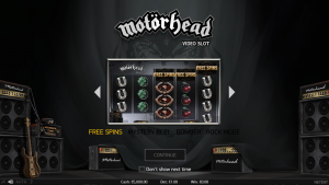 Motorhead slot introductory page