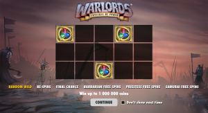 Warlords slot introductory page