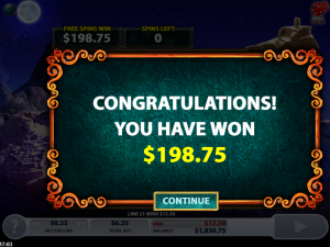 Winning in Lost City of Incas Slot