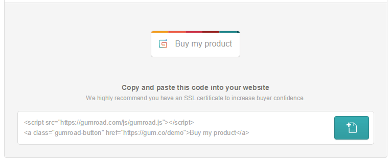 Gumroad code for Buy Now button