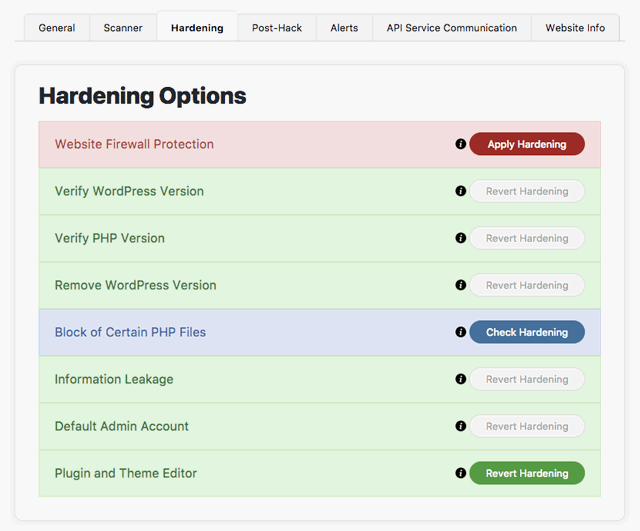 Sucuri: Hardening Options