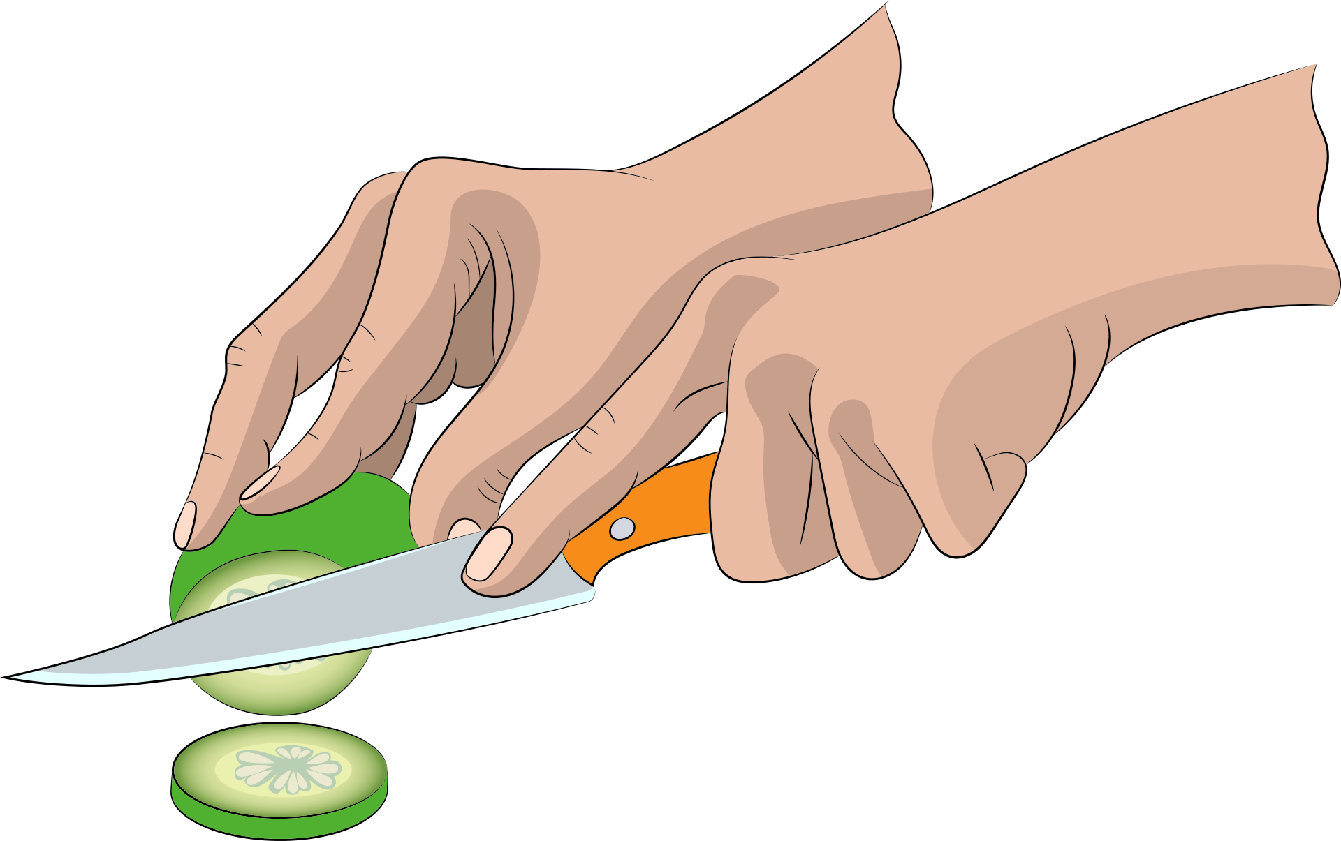 Нож режет овощи. Рука с ножом вектор. Нарисованная рука с ножом.